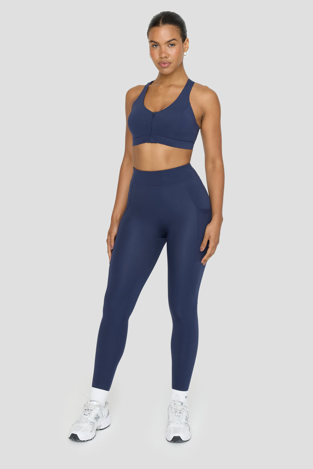 FormTech Zip Front Open Back Sports Bra - Navy