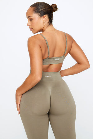 Sculpt Seamless Mini Sports Bra - Olive Marl