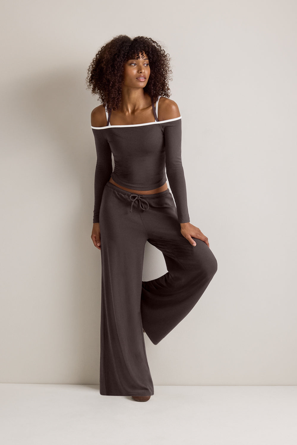 365 Rib Drawstring Trousers - Espresso