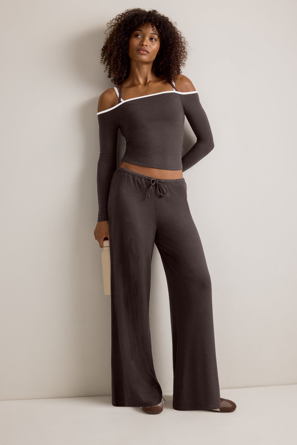365 Rib Drawstring Trousers - Espresso
