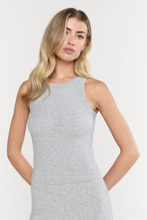 365 Sculpting Lounge Racer Tank - Grey Marl