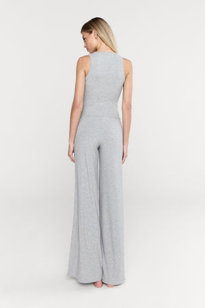 365 Sculpting Lounge Wrap Waist Wide Leg Trousers - Grey Marl