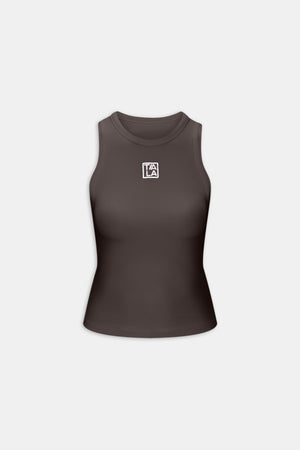 365 Rib Logo Racer Vest - Espresso