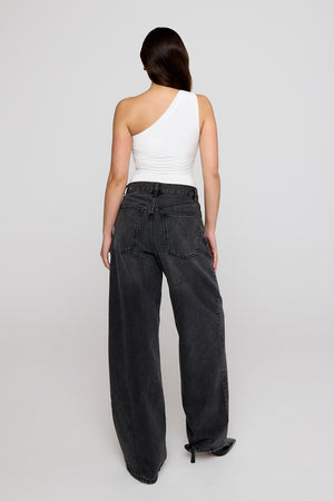 365 Asymmetric Ruched Side Bodysuit - Coconut Milk