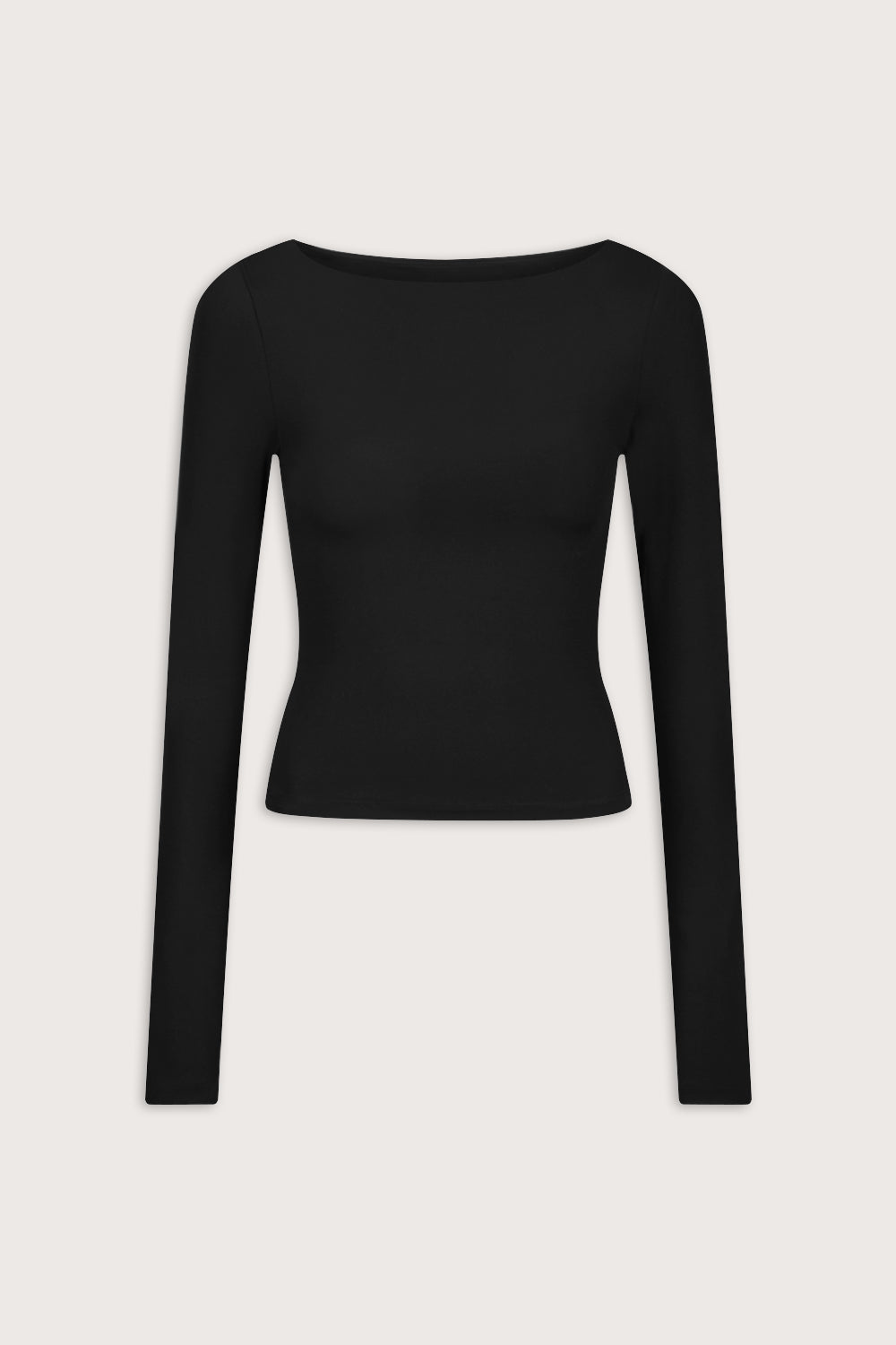 365 Boat Neck Long Sleeve Top - Shadow Black