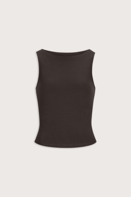 365 Core Cotton Boat Neck Tank - Americano