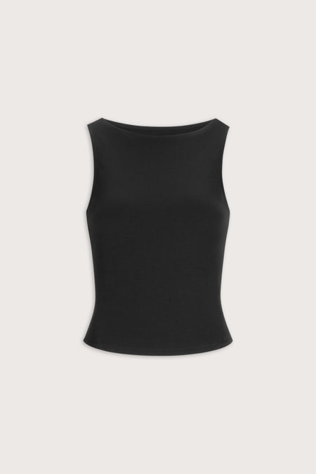 365 Core Cotton Boat Neck Tank - Shadow Black