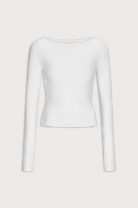 365 Core Cotton Boat Neck Top - Coconut Milk