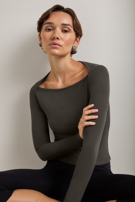 365 Core Cotton Square Cut Top - Dark Olive