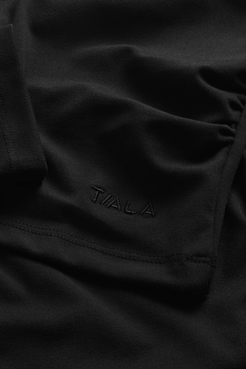 365 Asymmetric Ruched Long Sleeve Top - Black