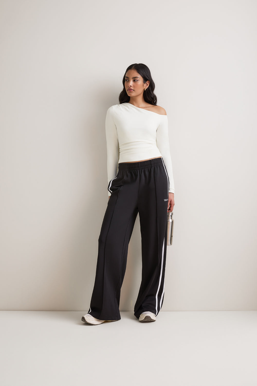 365 Asymmetric Ruched Long Sleeve Top - Coconut Milk