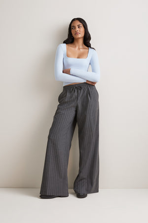 365 Square Neck Long Sleeve Top - Baby Blue