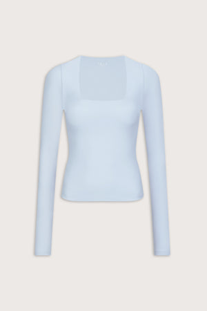 365 Square Neck Long Sleeve Top - Baby Blue