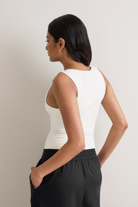365 Square Neck Vest - Coconut Milk