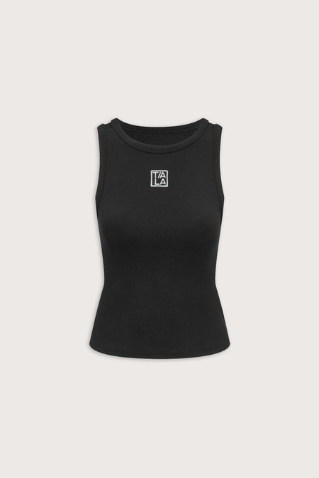 365 Sculpting Lounge Longline Logo Racer Vest - Shadow Black