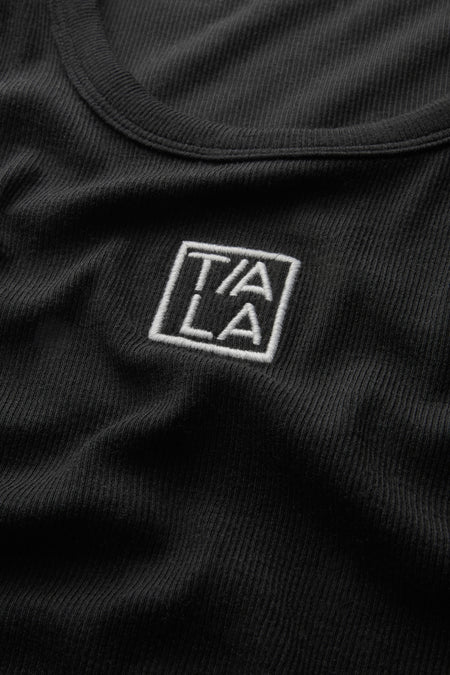 365 Sculpting Lounge Longline Logo Racer Vest - Shadow Black