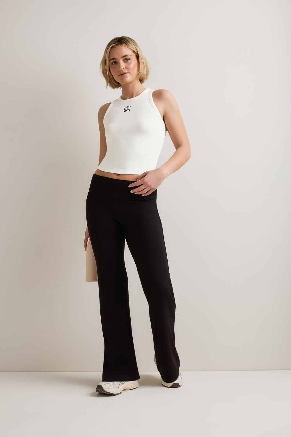 365 Sculpting Lounge Longline Logo Racer Vest - Coconut Milk