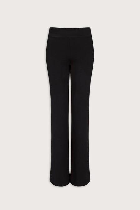 365 Sculpting Lounge Fold Waist Flared Trousers - Shadow Black