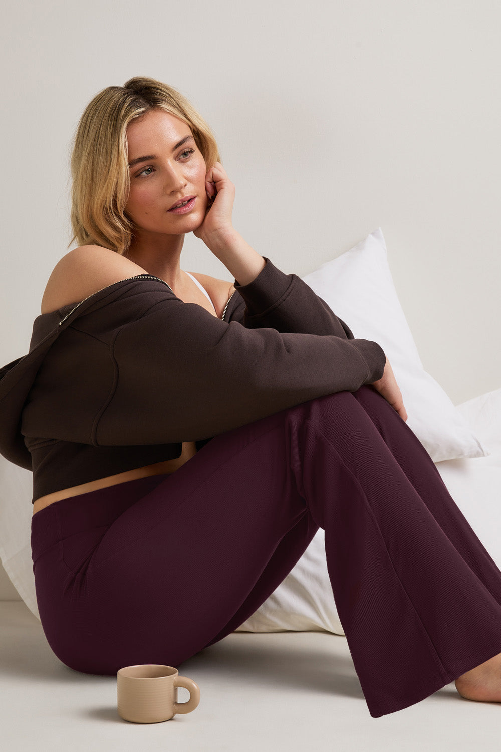 365 Rib Fold Waist Flared Trousers - Fig