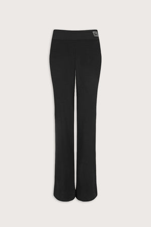 365 Sculpting Lounge Fold Waist Logo Flared Trousers - Shadow Black