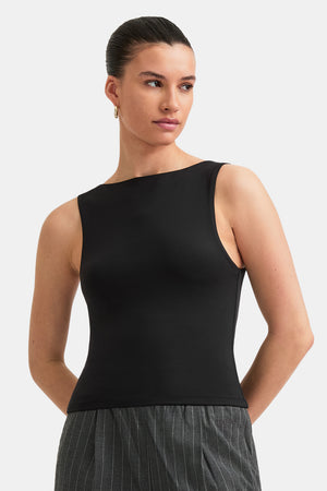 365 Boat Neck Tank - Shadow Black