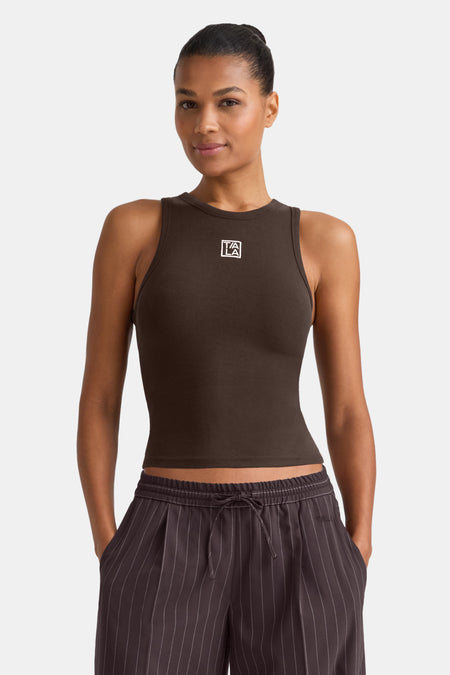 365 Rib Logo Racer Vest - Espresso