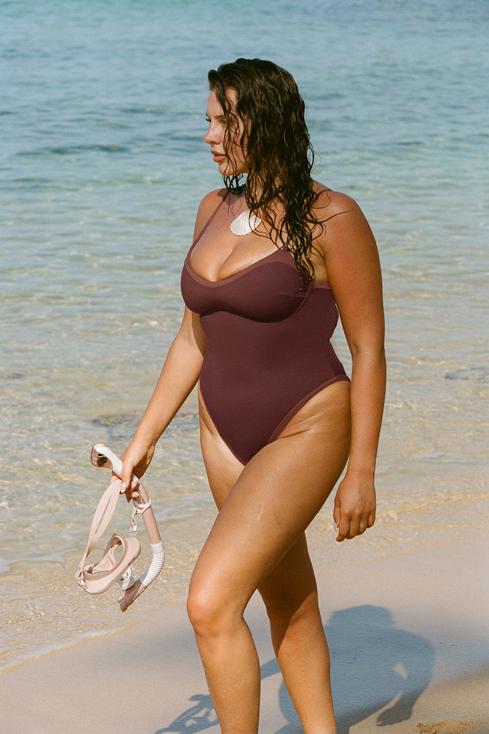 Contrast Underwired Swimsuit - Deep Rust