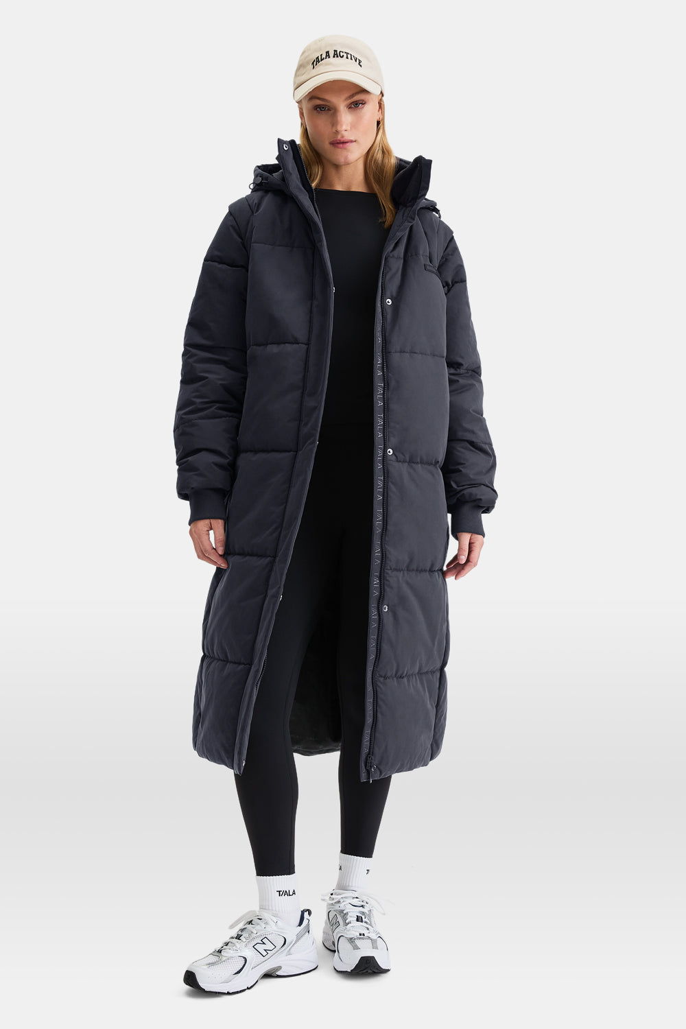 Black Puffer Ladies Knee Length Puffer Coat Polar Long Line