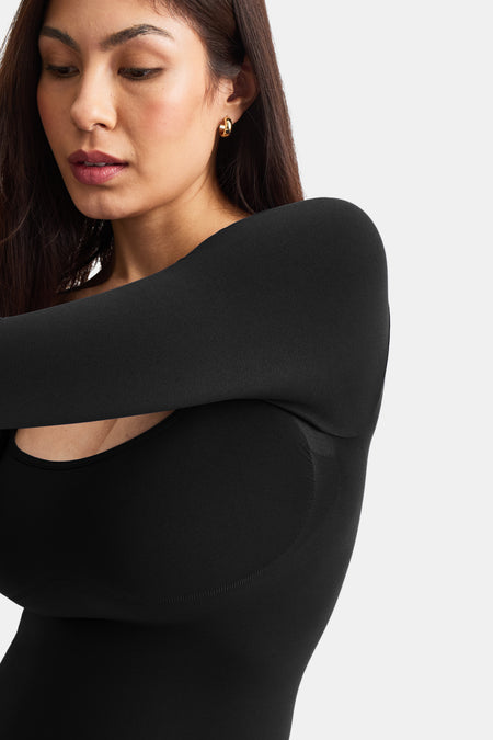 365 Contour Square Neck Bodysuit - Shadow Black