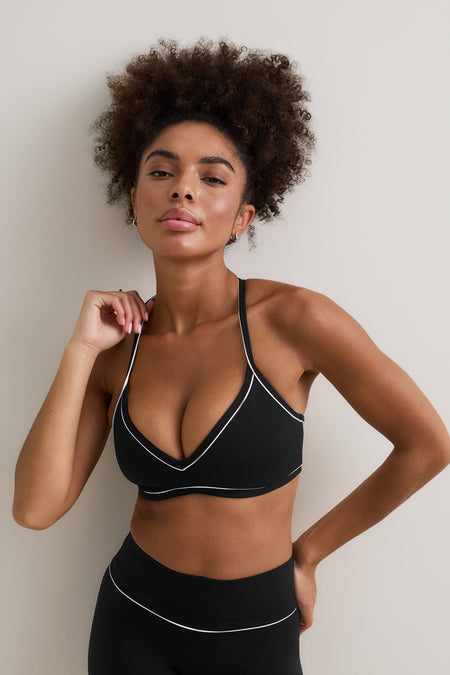 DayFlex Contrast Sweetheart Sports Bra - Shadow Black