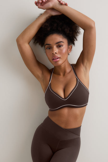 DayFlex Contrast Sweetheart Sports Bra - Chestnut Brown