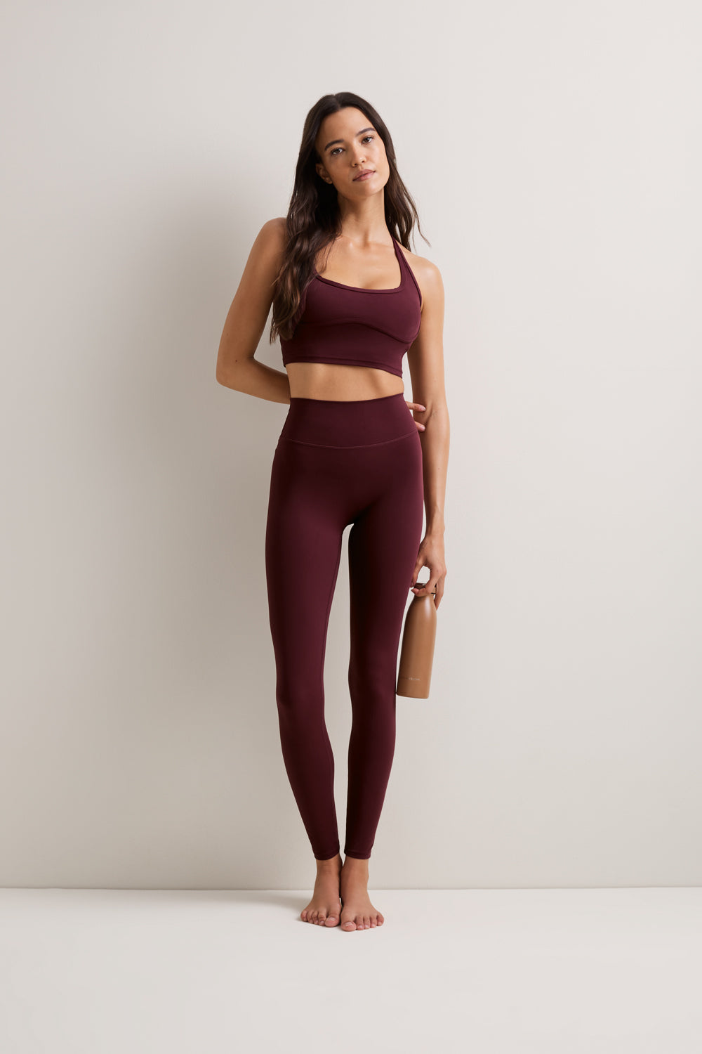 DayFlex Seamed Halter Sports Bra - Burgundy