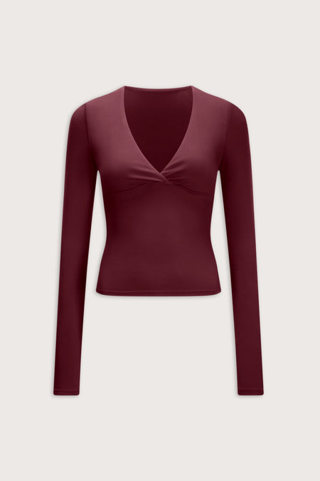 DayFlex V Neck Top - Burgundy