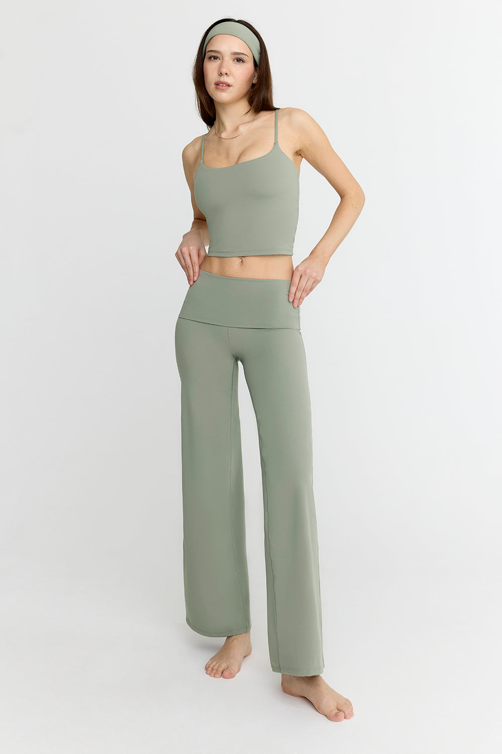 DayFlex Built-In Support Spaghetti Strap Cami Tank - Vintage Khaki