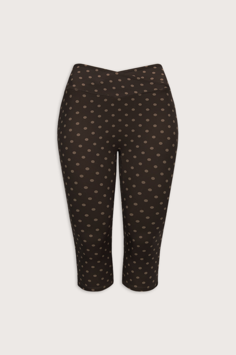 DayFlex Wrap No Front Seam Capri Legging - Americano Polka Dot