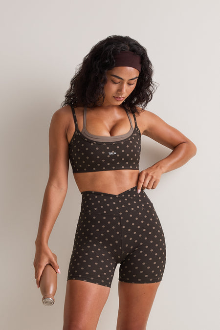 DayFlex Wrap Cycling Shorts - Americano Polka Dot