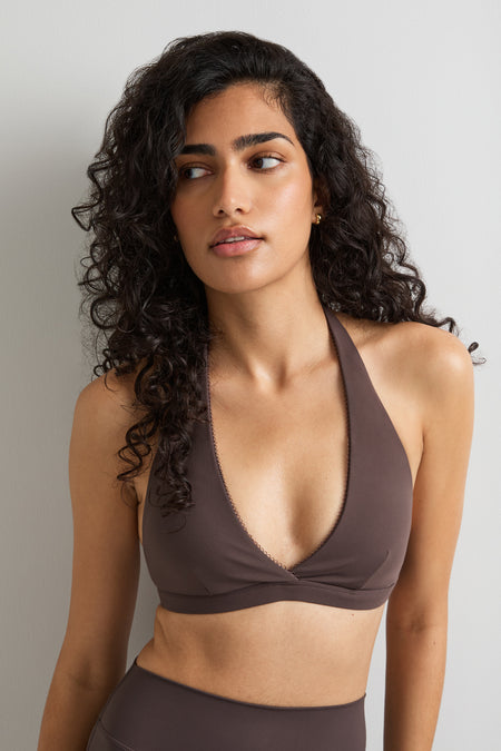 DayFlex Halter Sports Bra - Mocha Brown