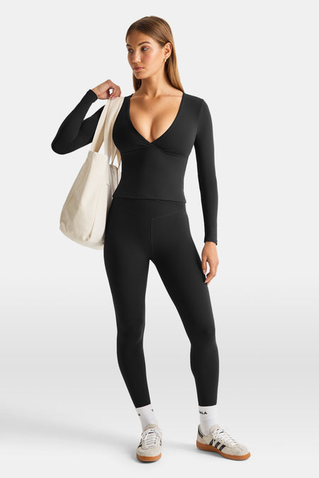 DayFlex V Neck Top - Shadow Black