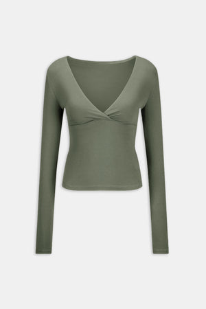 DayFlex V Neck Top - Light Moss