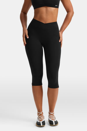 DayFlex Wrap Capri No Front Seam Legging - Shadow Black