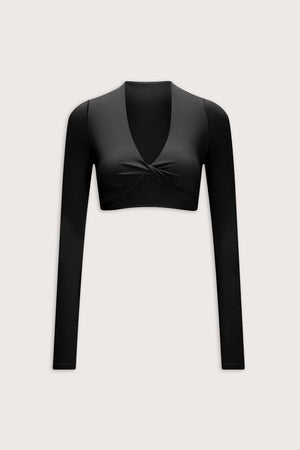 DayFlex Twist Front Long Sleeve Top - Shadow Black