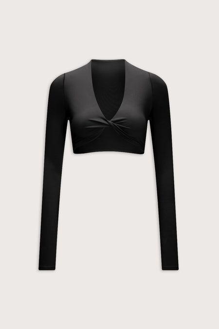 DayFlex Twist Front Long Sleeve Top - Shadow Black