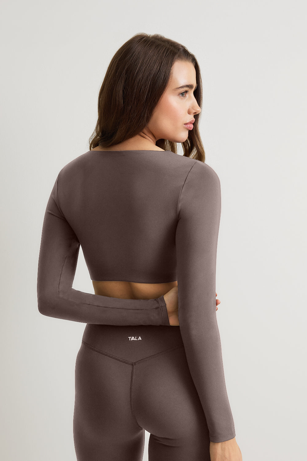 DayFlex Twist Front Long Sleeve Top - Mocha Brown