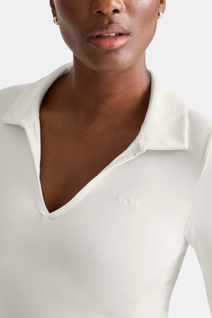 DayFlex Long Sleeve Lightweight Polo - Ivory