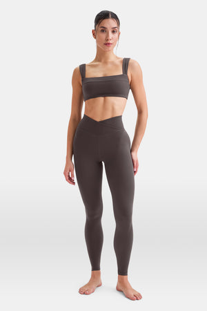 DayFlex Ruched Bandeau Sports Bra - Cool Espresso