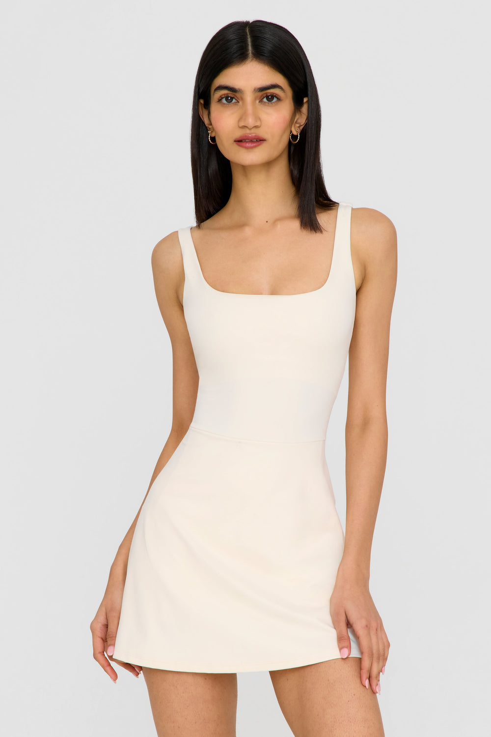 DayFlex Built-In Support Square Neck Active Dress - Buttermilk