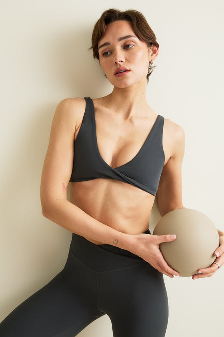 DayFlex Twist Front Sports Bra - Slate Green