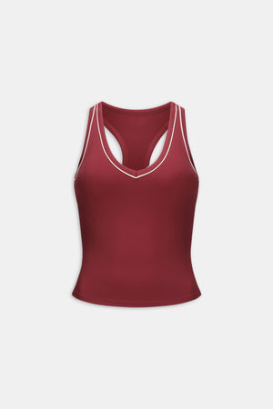 DayFlex Built-In Support V Neck Racer Vest - Vintage Red