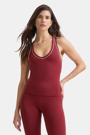 DayFlex Built-In Support V Neck Racer Vest - Vintage Red