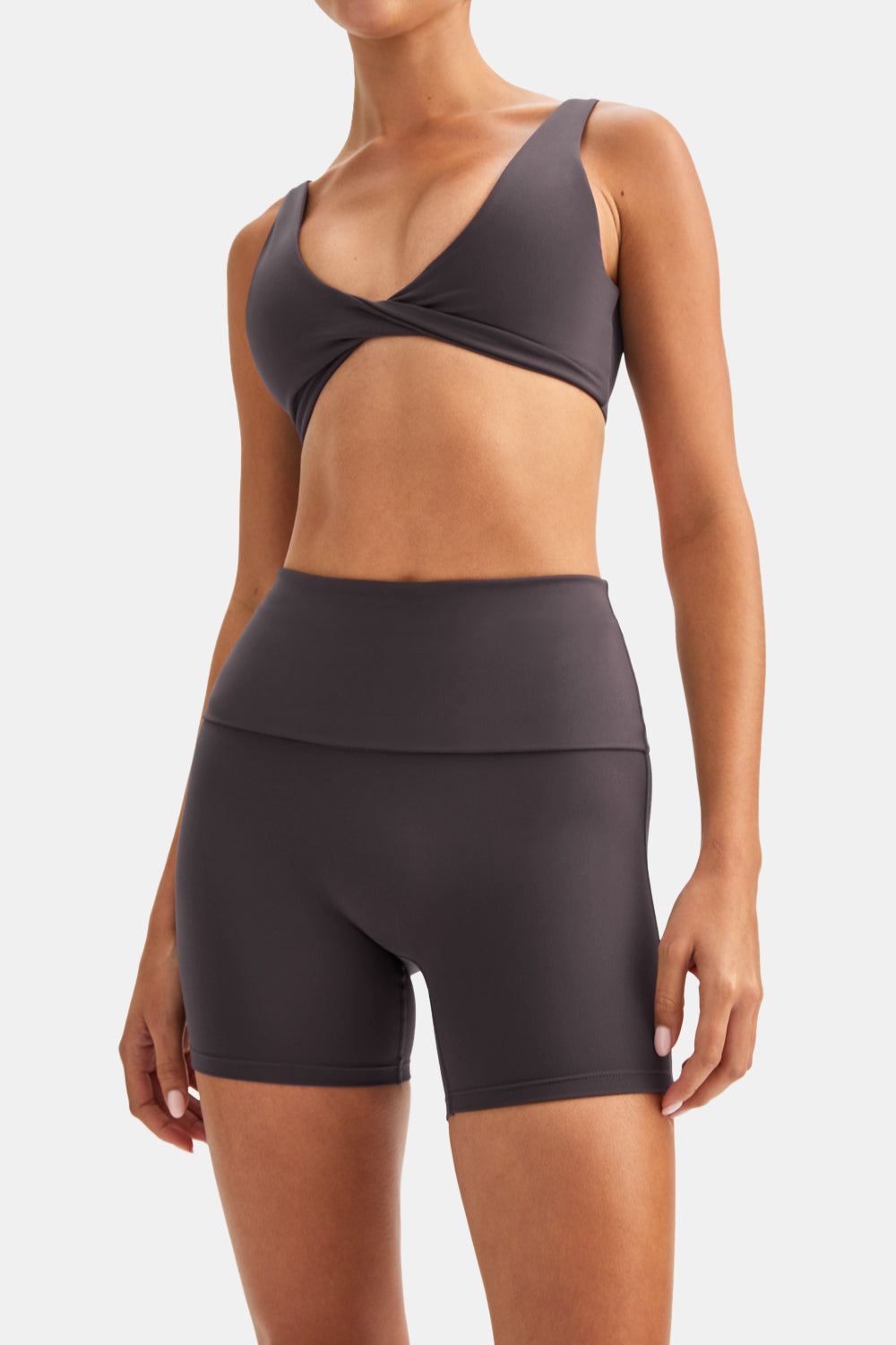 DayFlex Multiway Fold Waist Cycling Shorts - Cool Espresso
